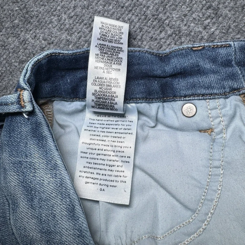 Good American Slim Straight Jeans Women 6/28 Blue Fade Denim Distressed 26x27